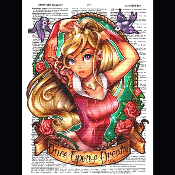 Aurora Sleeping Beauty Disney Princess Pinup Dictionary Art Print - Picture 4 of 5